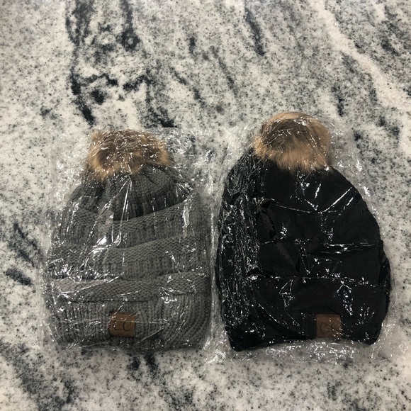 COPY - 2 CC POM STYLE BEANIES - Picture 2 of 9